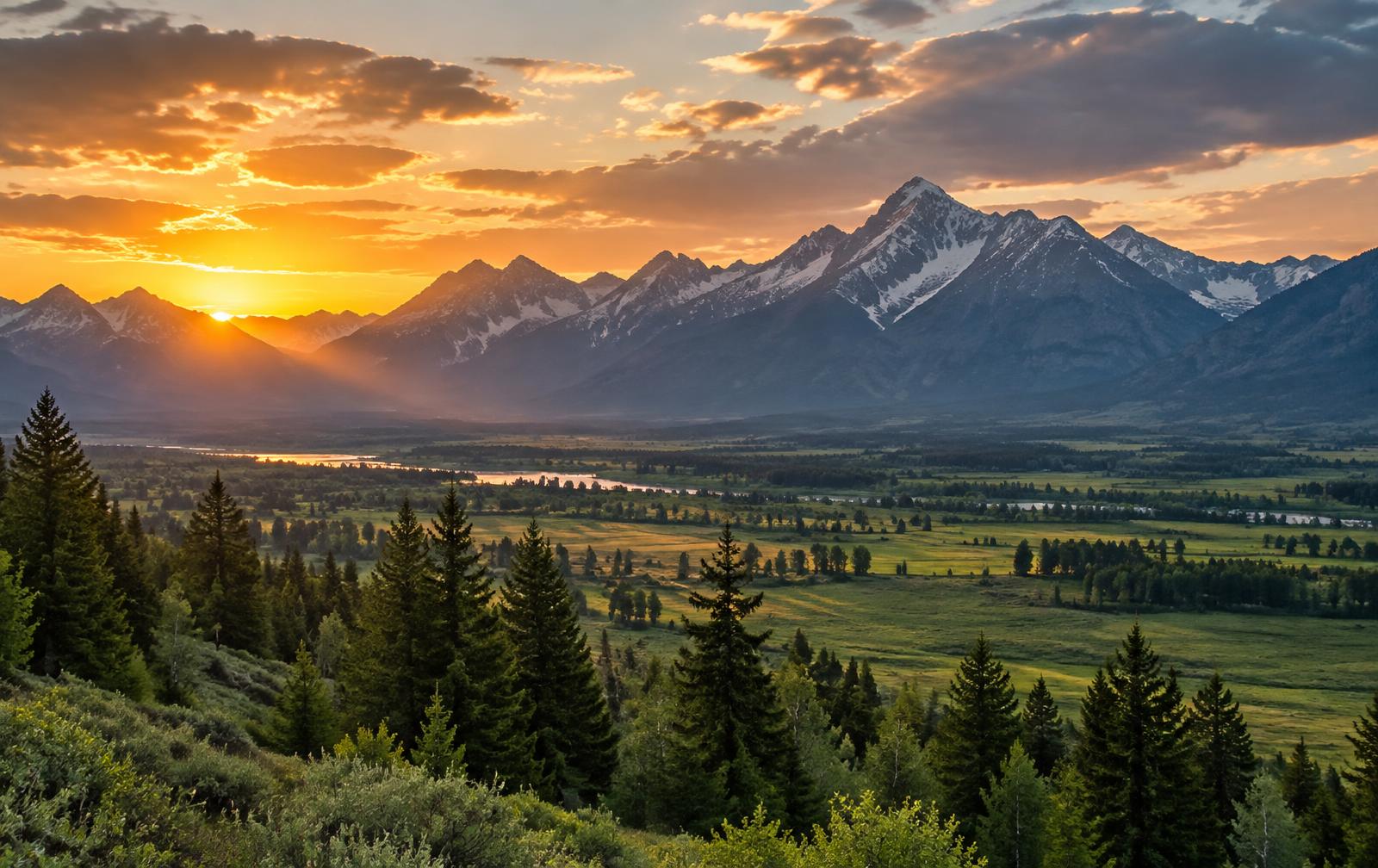 Utah mountain valley at sunset